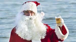beer drinking santa